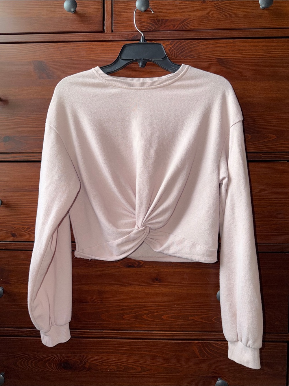 Garage Dusty Rose Twist Front Terry Sweatshirt Sweater | Size S